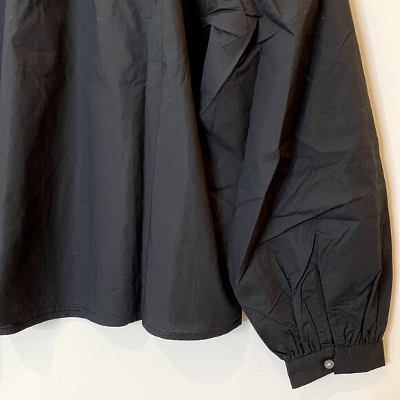 J.Crew Shirred Popover Top Cotton Poplin Long Sleeve Office Date CI522 Black XXS - Picture 12 of 15